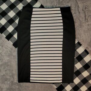 S | Jules & Leopold | Monochrome Panel Striped Bodycon Skirt